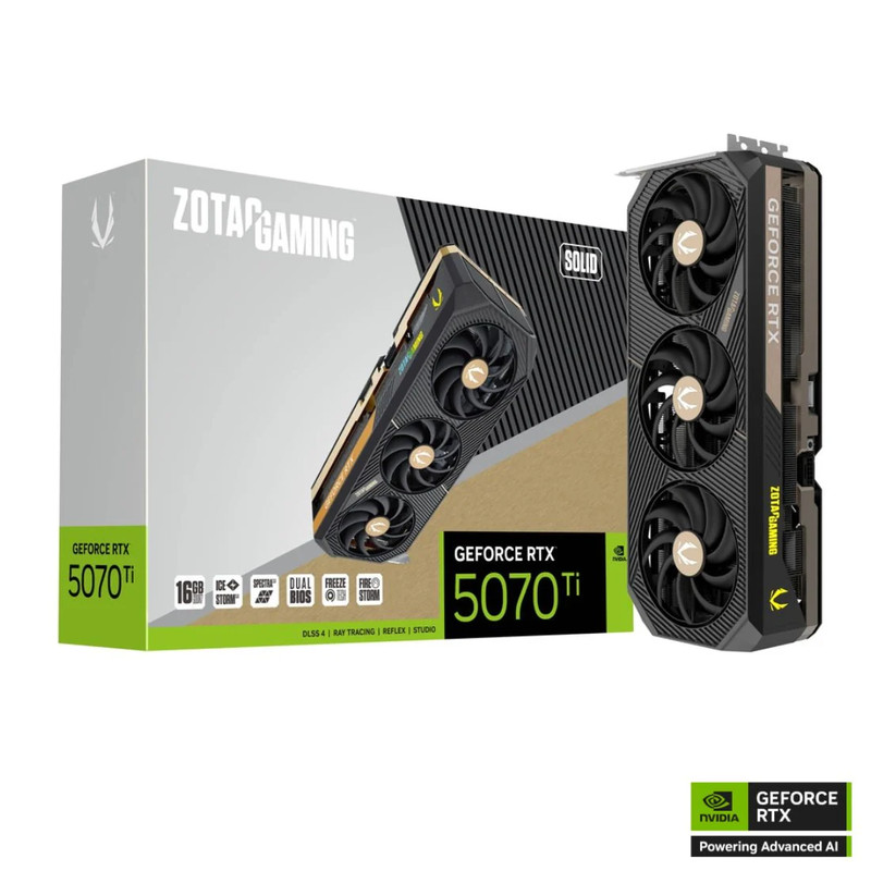 Zotac Gaming GeForce RTX 5070 Ti SOLID OC 16GB GDDR7 Graphics Card - كرت الشاشة